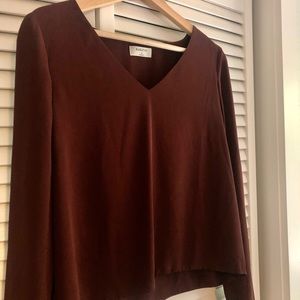Aritzia Babaton Murphy Long-sleeve Blouse (M) Burgundy Red - never worn
